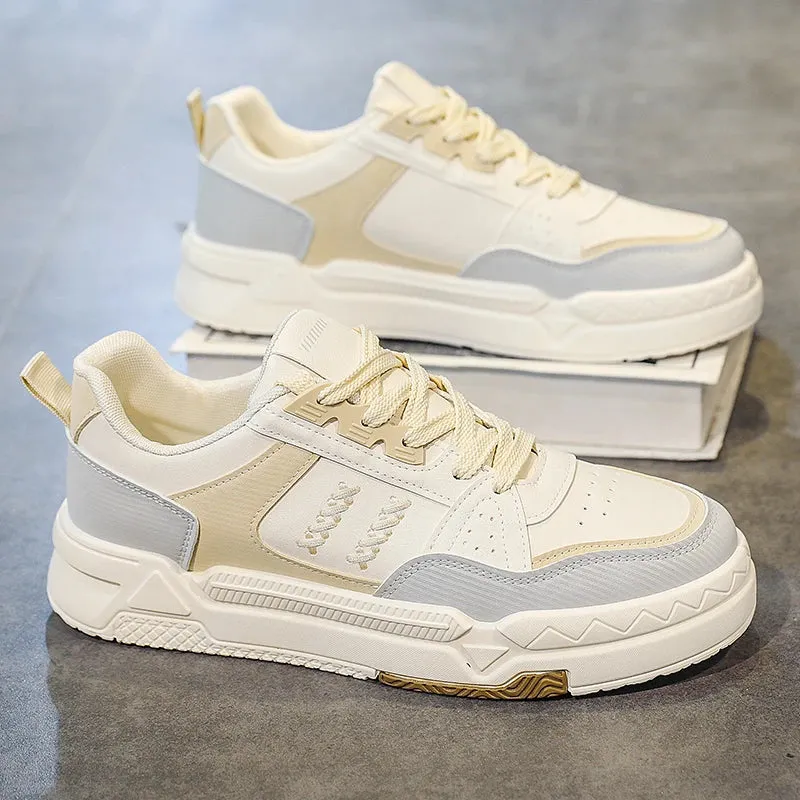 Ilooove White-LMen Skateboarding Shoes Platform Fashion Design Laces Shoes Comfortable Vulcanized Shoes Casual Sneakers Student Shoe