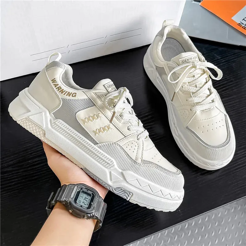 Ilooove White-LMen Skateboarding Shoes Platform Fashion Design Laces Shoes Comfortable Vulcanized Shoes Casual Sneakers Student Shoe