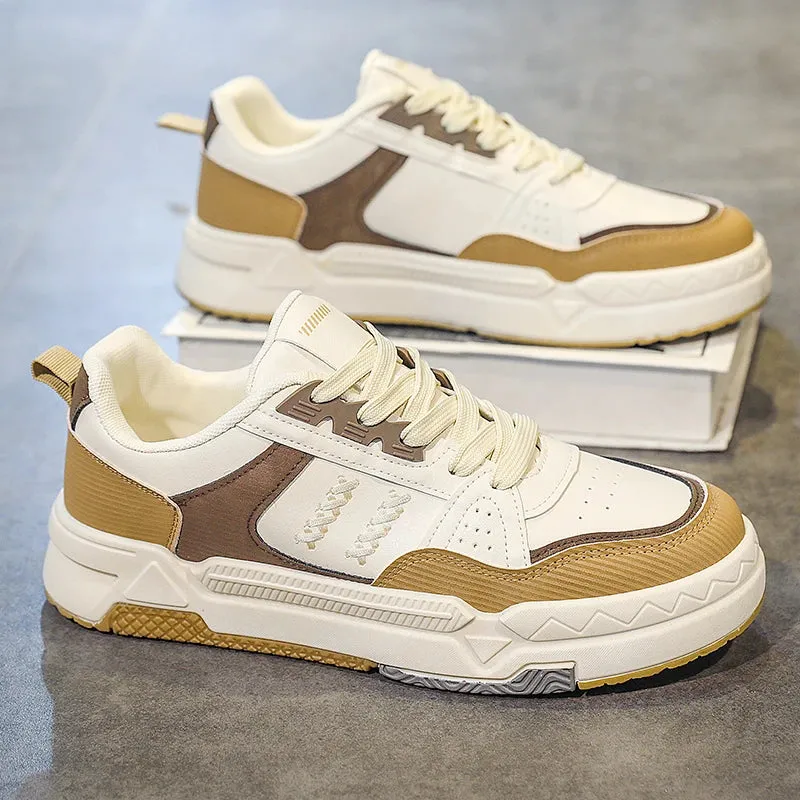 Ilooove White-LMen Skateboarding Shoes Platform Fashion Design Laces Shoes Comfortable Vulcanized Shoes Casual Sneakers Student Shoe