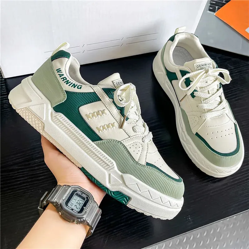 Ilooove White-LMen Skateboarding Shoes Platform Fashion Design Laces Shoes Comfortable Vulcanized Shoes Casual Sneakers Student Shoe