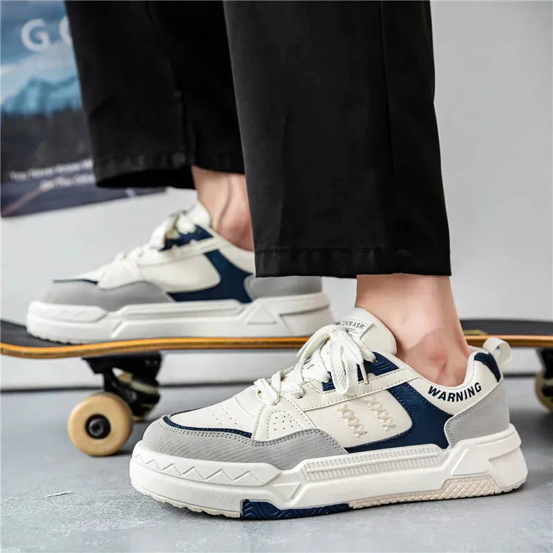 Ilooove White-LMen Skateboarding Shoes Platform Fashion Design Laces Shoes Comfortable Vulcanized Shoes Casual Sneakers Student Shoe