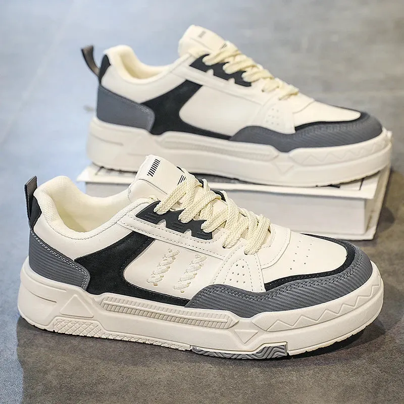 Ilooove White-LMen Skateboarding Shoes Platform Fashion Design Laces Shoes Comfortable Vulcanized Shoes Casual Sneakers Student Shoe