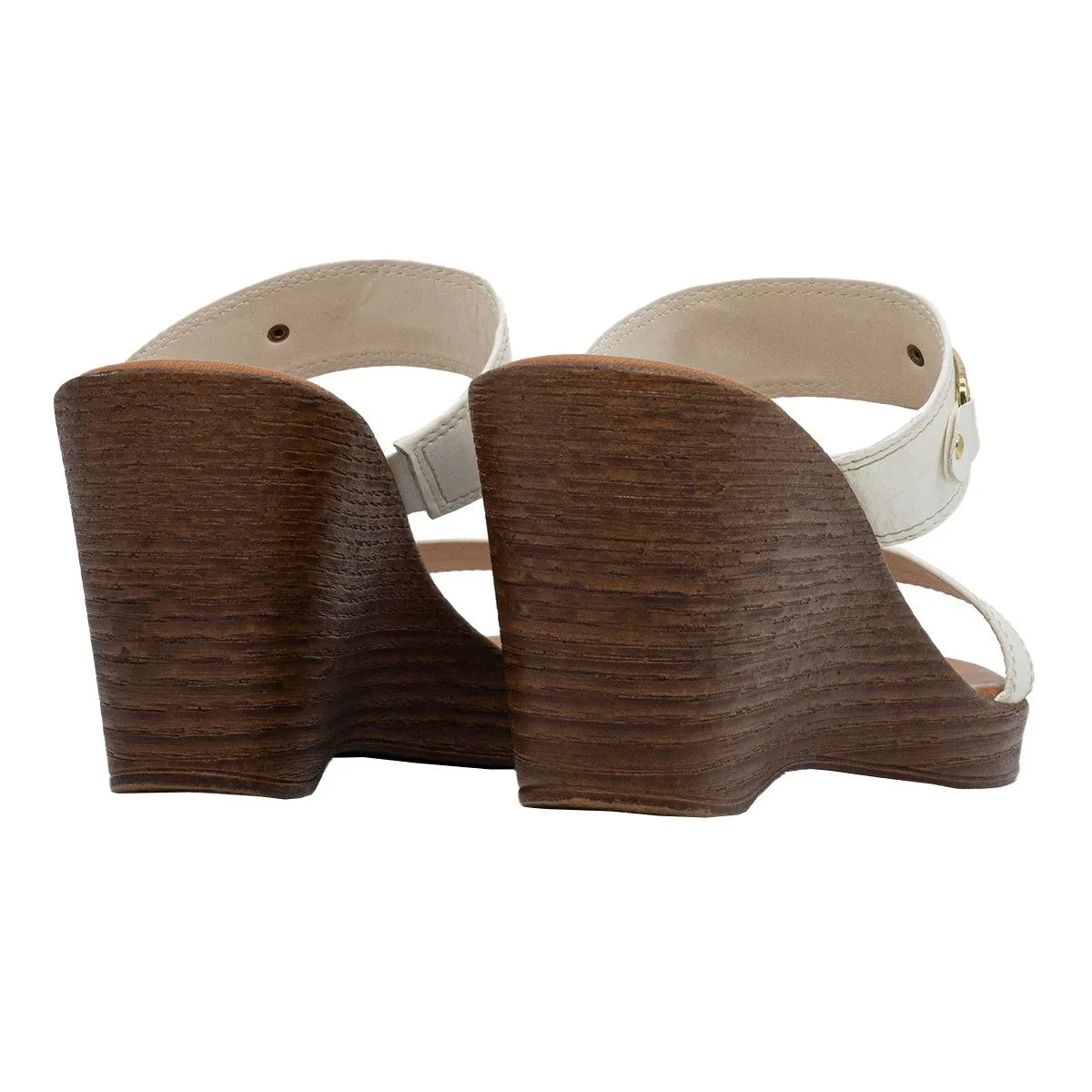 Italian Shoemarkers Twoband Wedge Shoes Leather Brown Colour For Women
