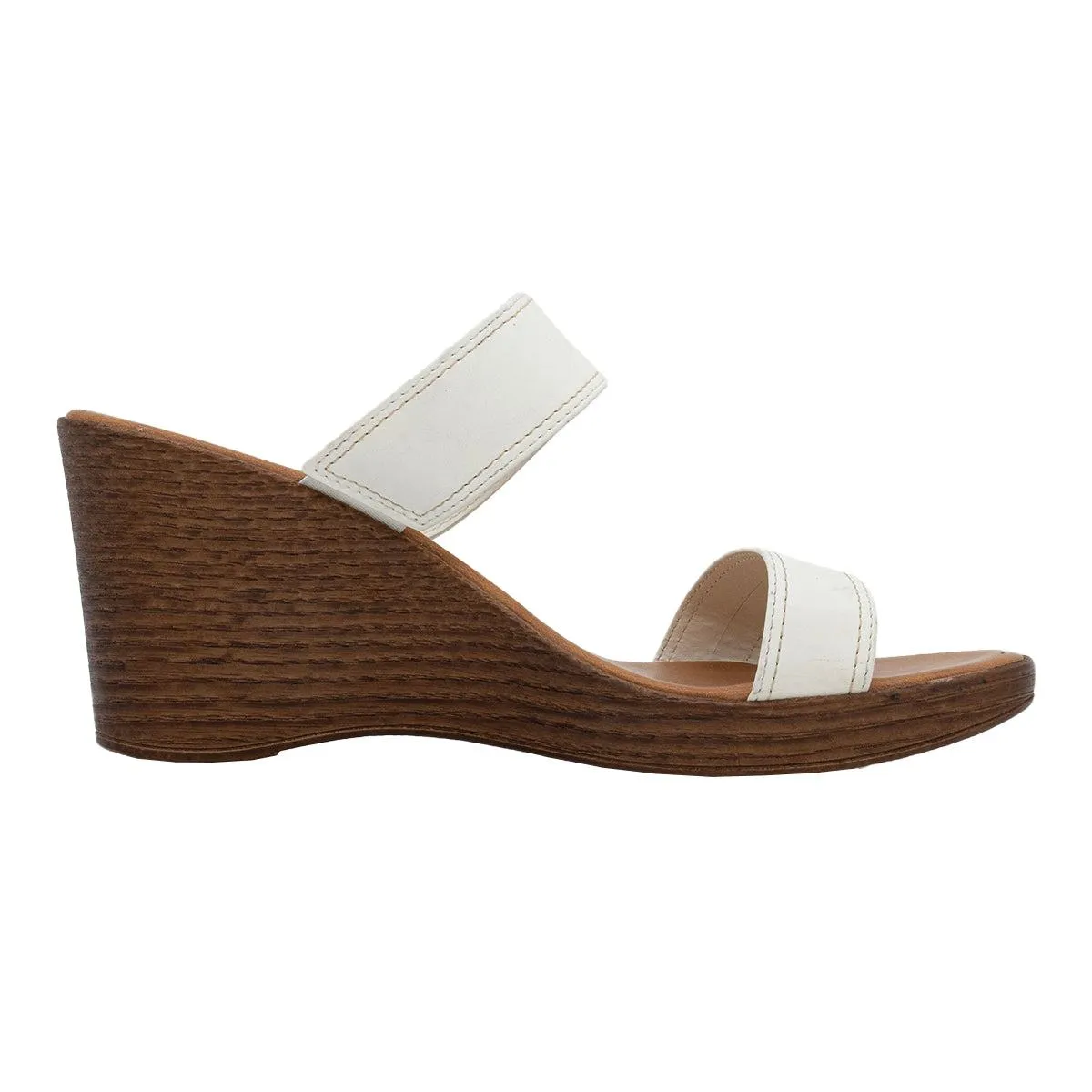 Italian Shoemarkers Twoband Wedge Shoes Leather Brown Colour For Women
