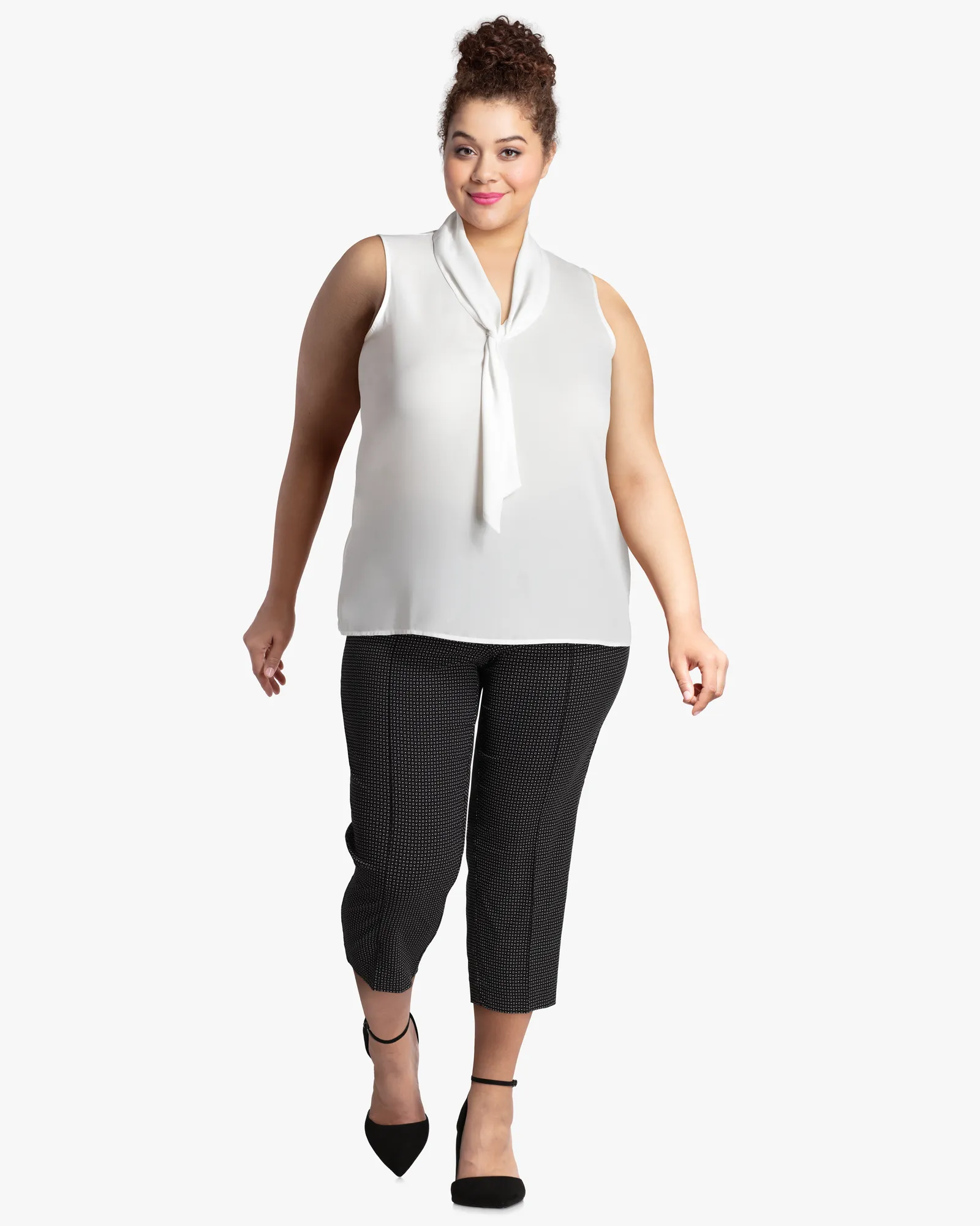 Madrid Pull-On Cropped Pants | Black / White