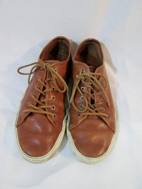 Mens FRYE BRETT Lowrise Leather Sneaker Sports Shoe Trainer 10 BROWN Athletic