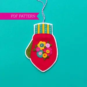 Mitten Wool Felt Ornament PDF Pattern