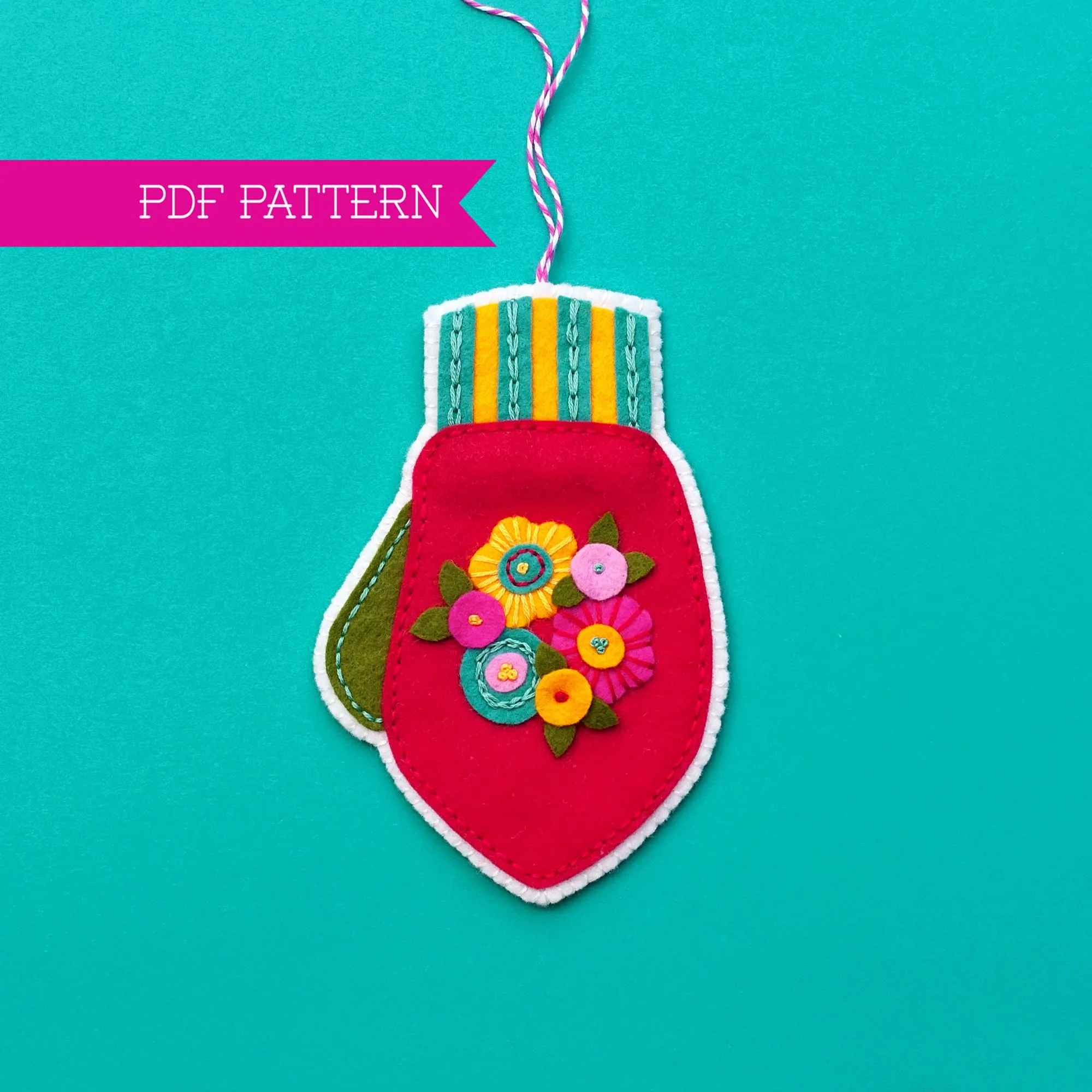 Mitten Wool Felt Ornament PDF Pattern
