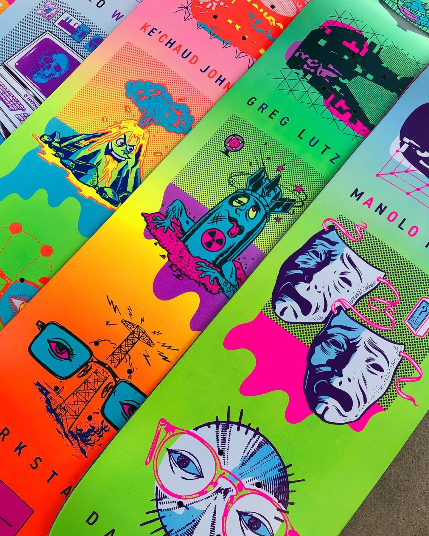 New Abnormal R7 Kechaud Pink/Green 8.125" Skateboard Deck