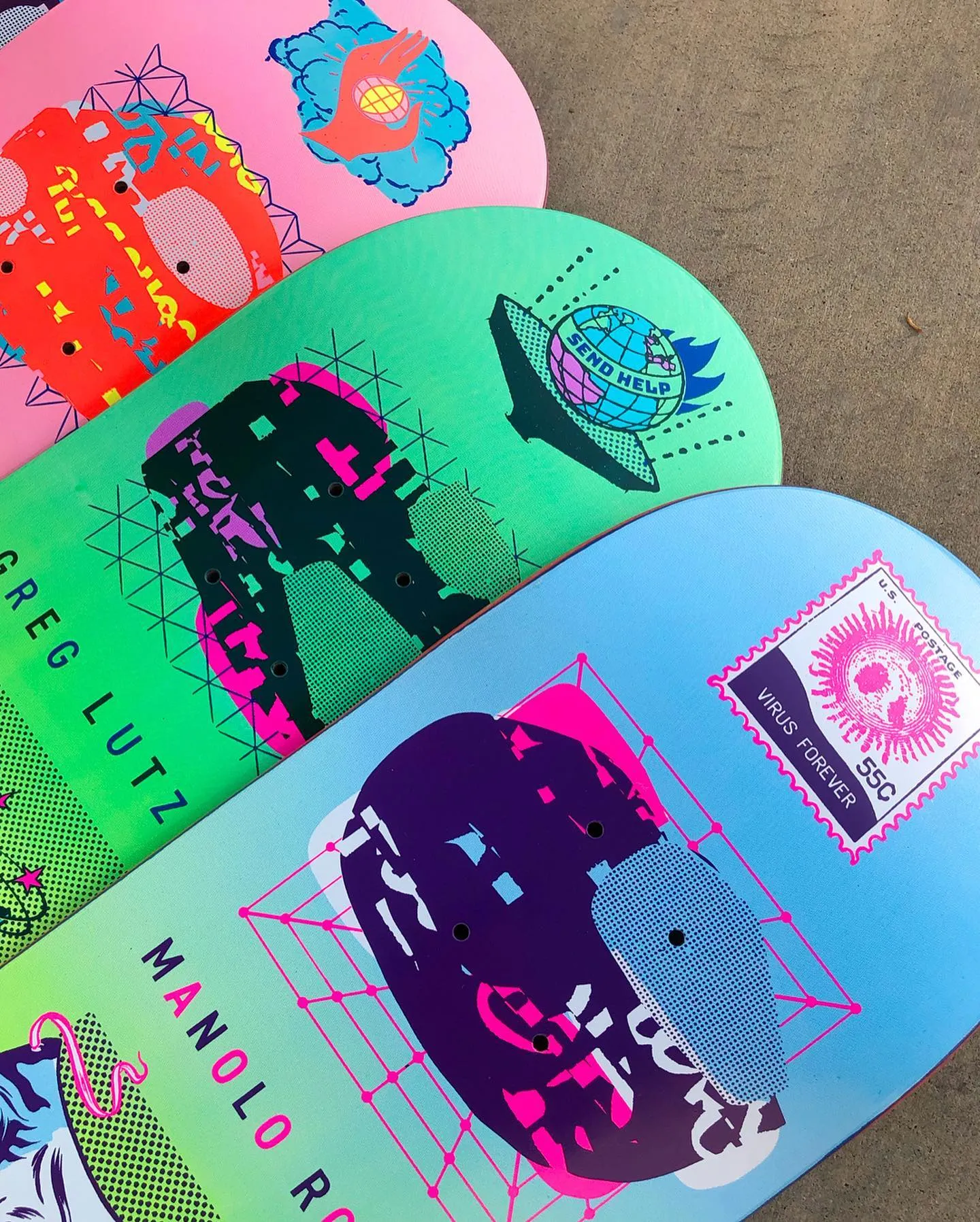 New Abnormal R7 Kechaud Pink/Green 8.125" Skateboard Deck