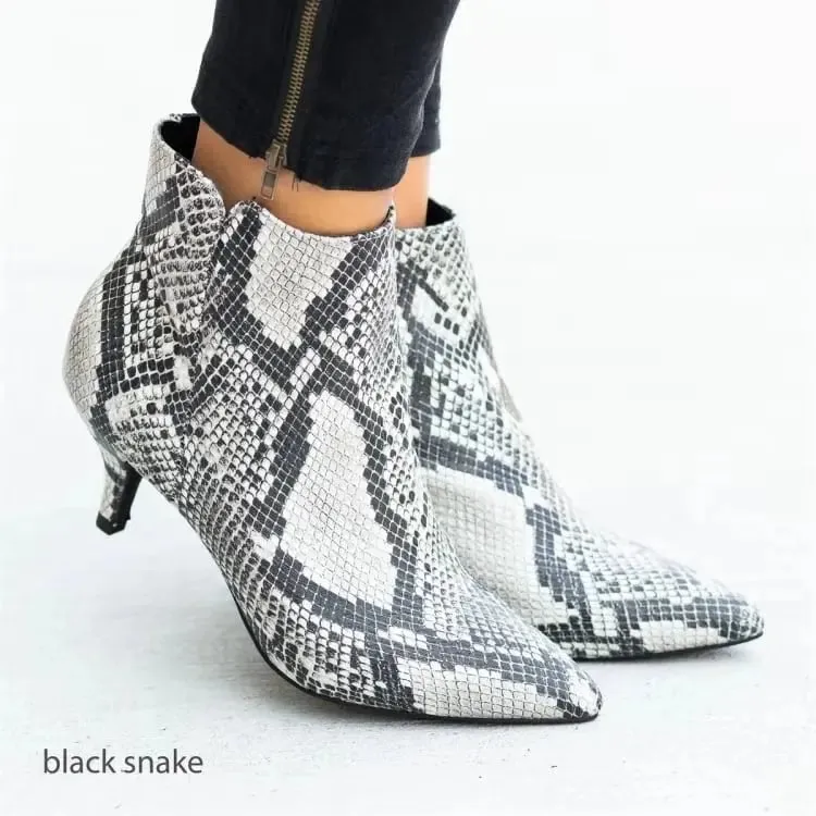 NEW Women's Ankle Boots Leopard Women Pointed Toe Ladies Chunky High heel Female Shoes Woman Footwear Plus Size 35-43 Snake rtg5