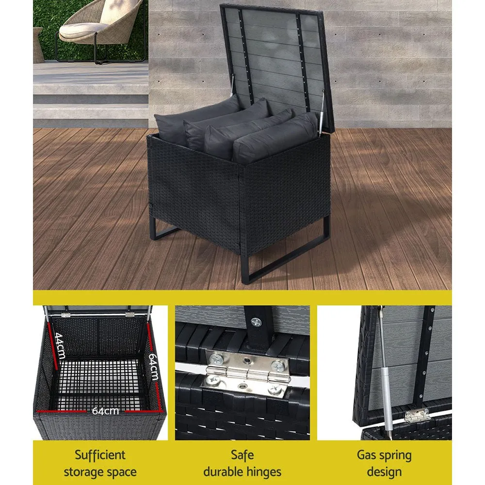 Outdoor Sofa Lounge Set With Storage - Black