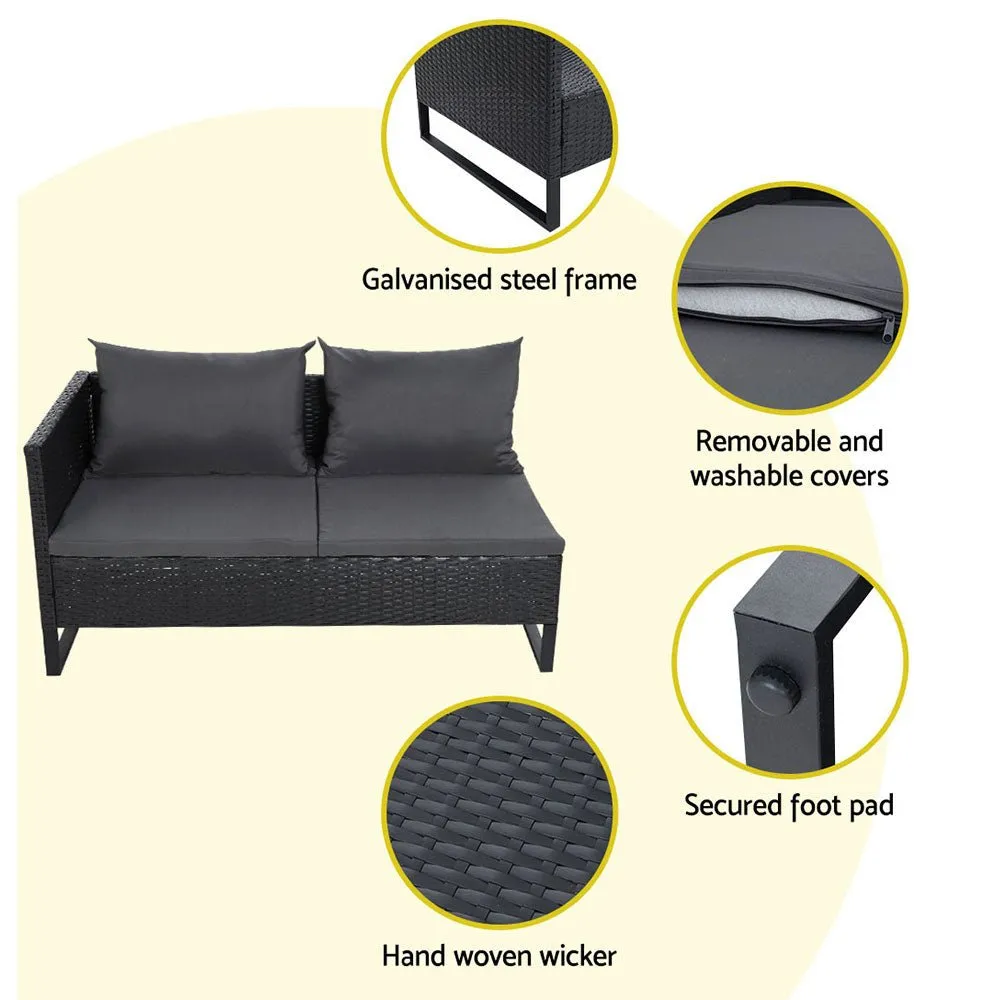 Outdoor Sofa Lounge Set With Storage - Black
