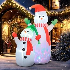 Outsunny 8FT Giant Christmas Inflatables Snowman, Huge Blow Up Christmas Decorations with Rotating Colorful LED Light for Indoor, Outdoor, Yard, Party