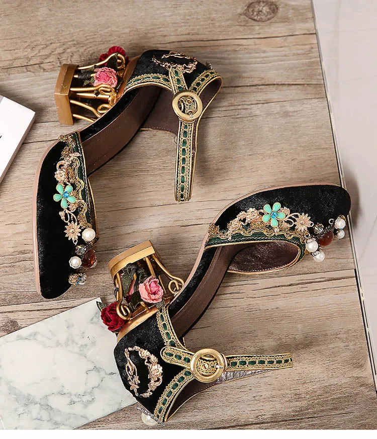 Pearl & Flower Mary Janes Pumps