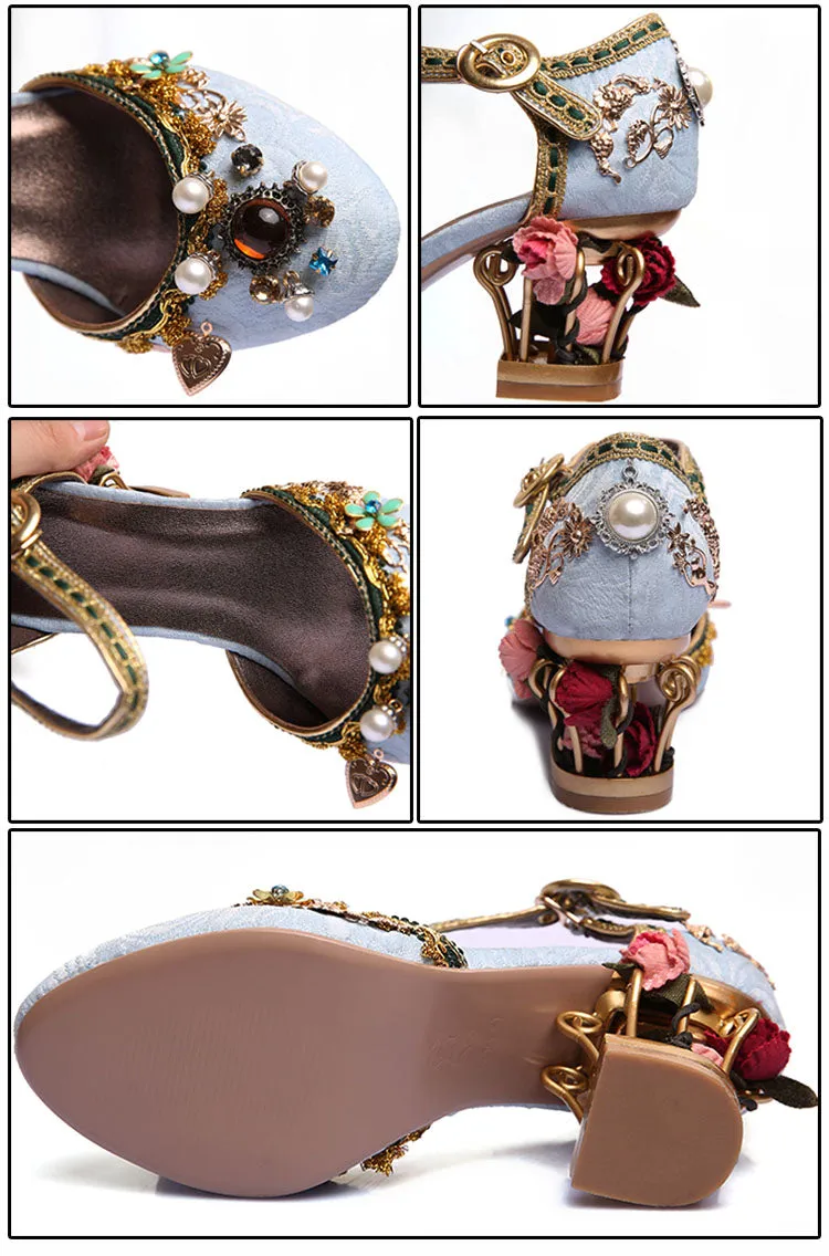 Pearl & Flower Mary Janes Pumps