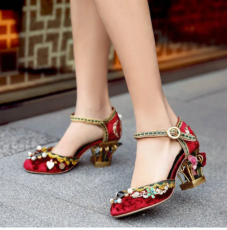 Pearl & Flower Mary Janes Pumps