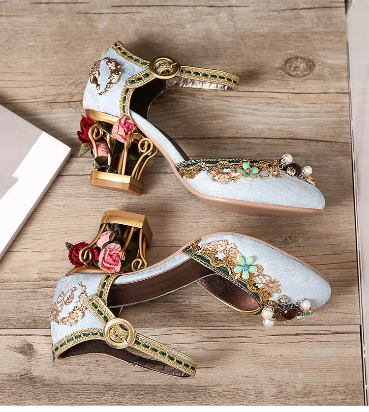 Pearl & Flower Mary Janes Pumps