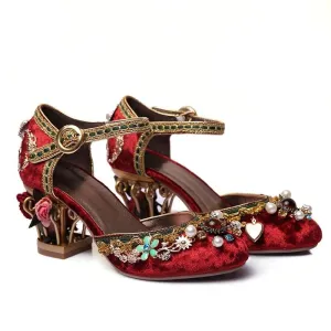 Pearl & Flower Mary Janes Pumps
