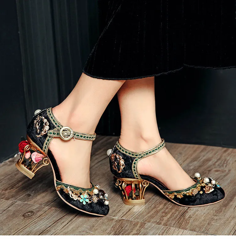 Pearl & Flower Mary Janes Pumps
