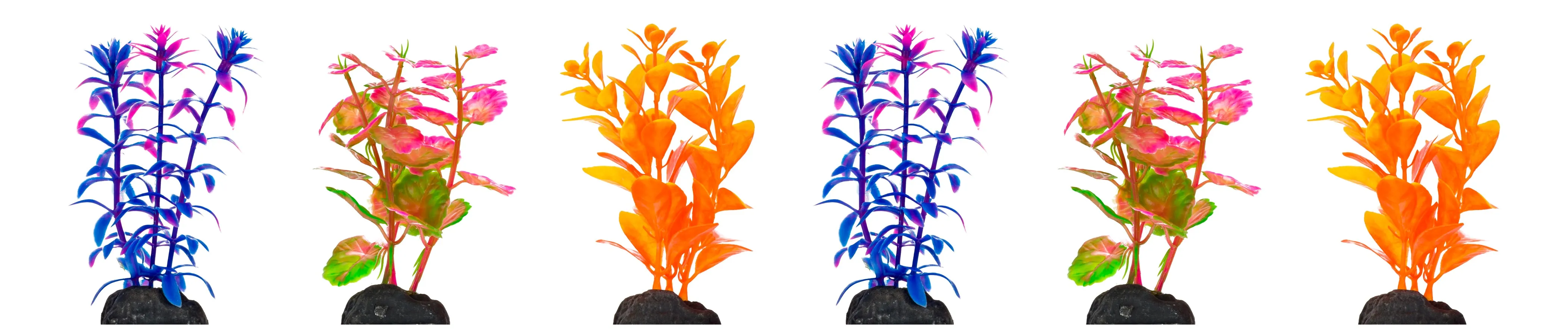 Penn Plax Colorful Plant 6 Pack 3.5 Inch