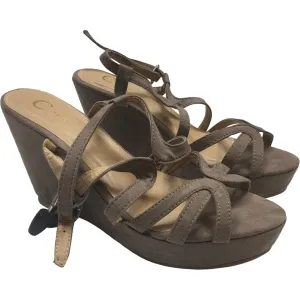 Sandals Heels Wedge By Cato In Grey, Size: 8