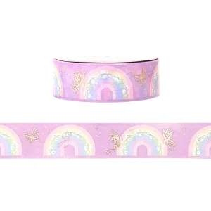 Sugar Plum Fairy Rainbow washi (15mm   rose gold foil)
