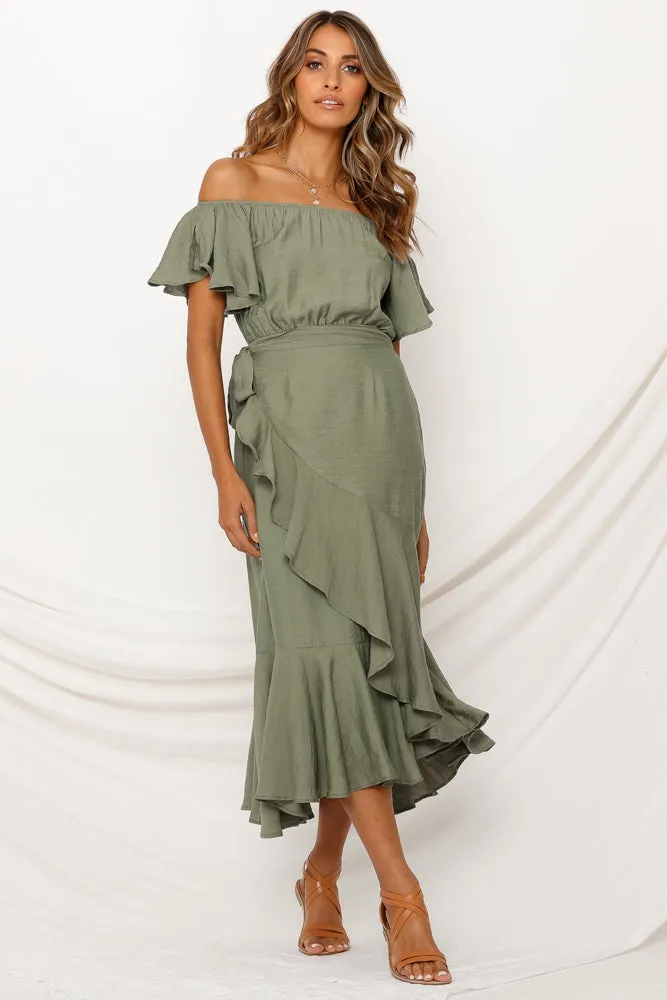 Summer In Turin Maxi Dress Olive