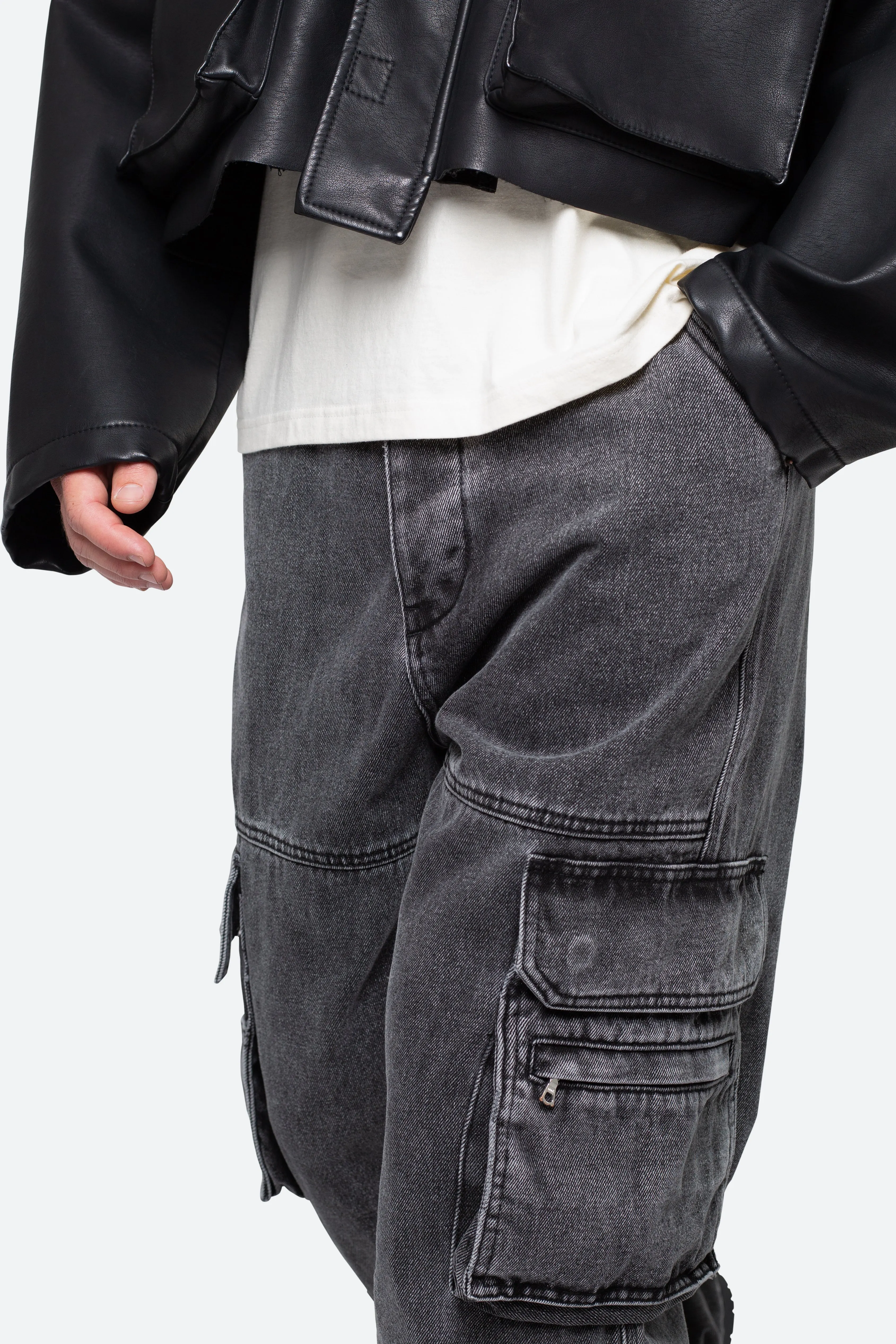 Ultra Baggy Skate Cargo Denim - Washed Black