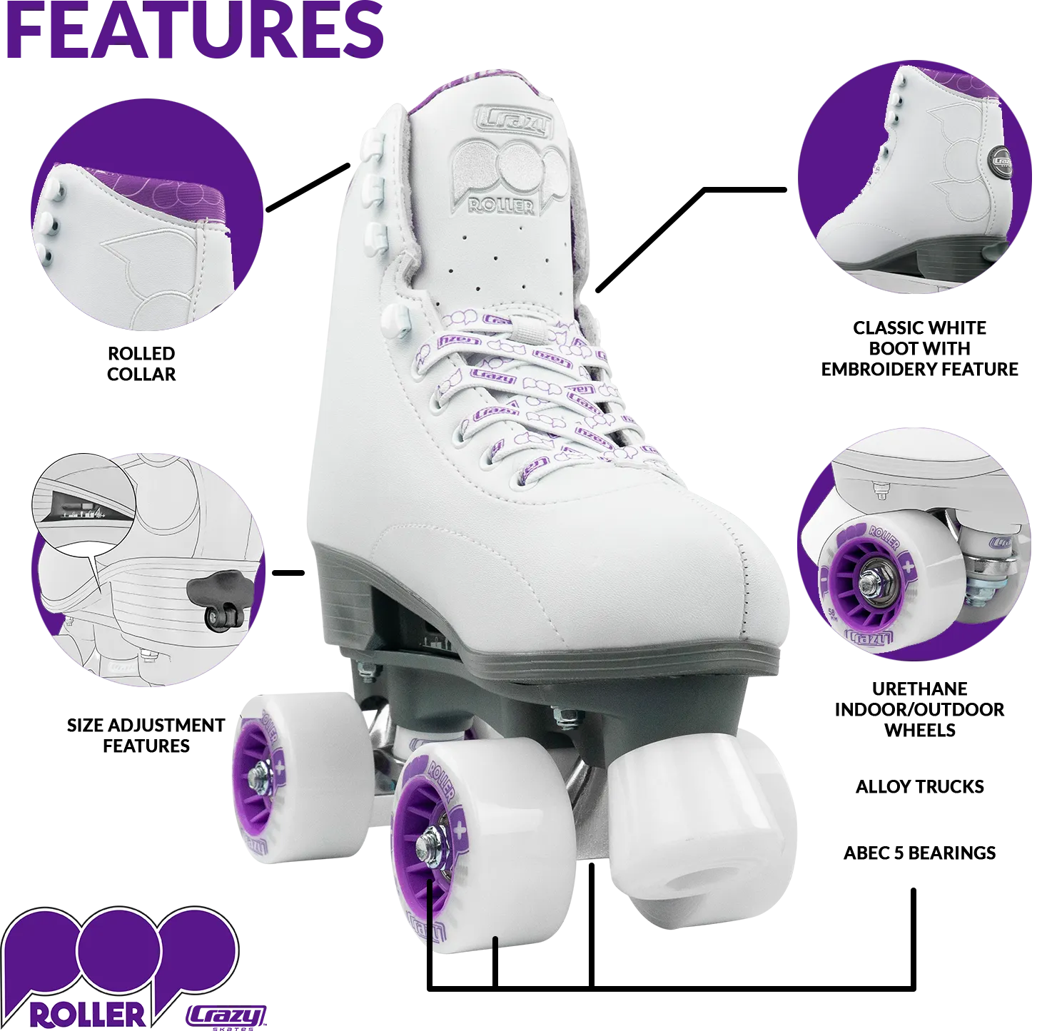 Warehouse Deal | POP - Size Adjustable Quad Roller Skates