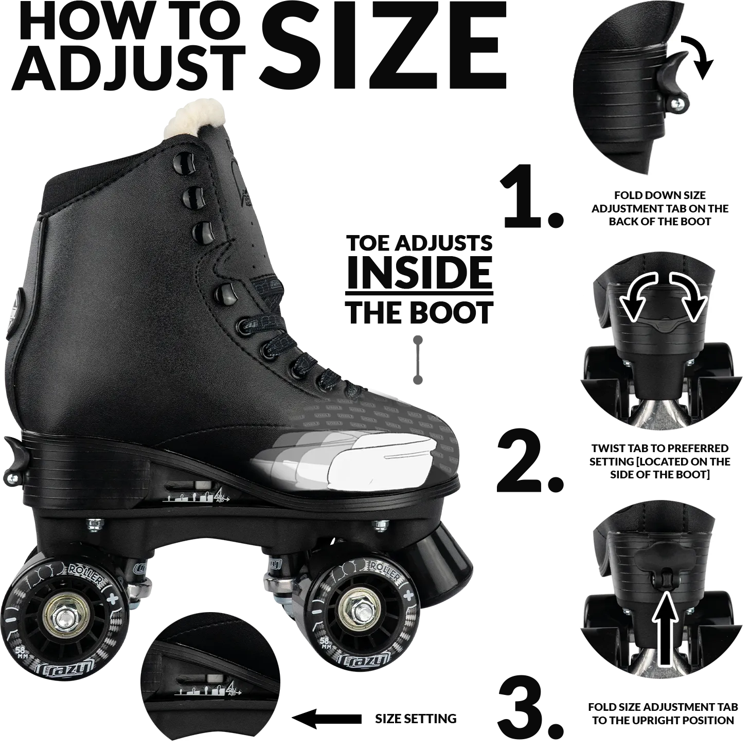 Warehouse Deal | POP - Size Adjustable Quad Roller Skates