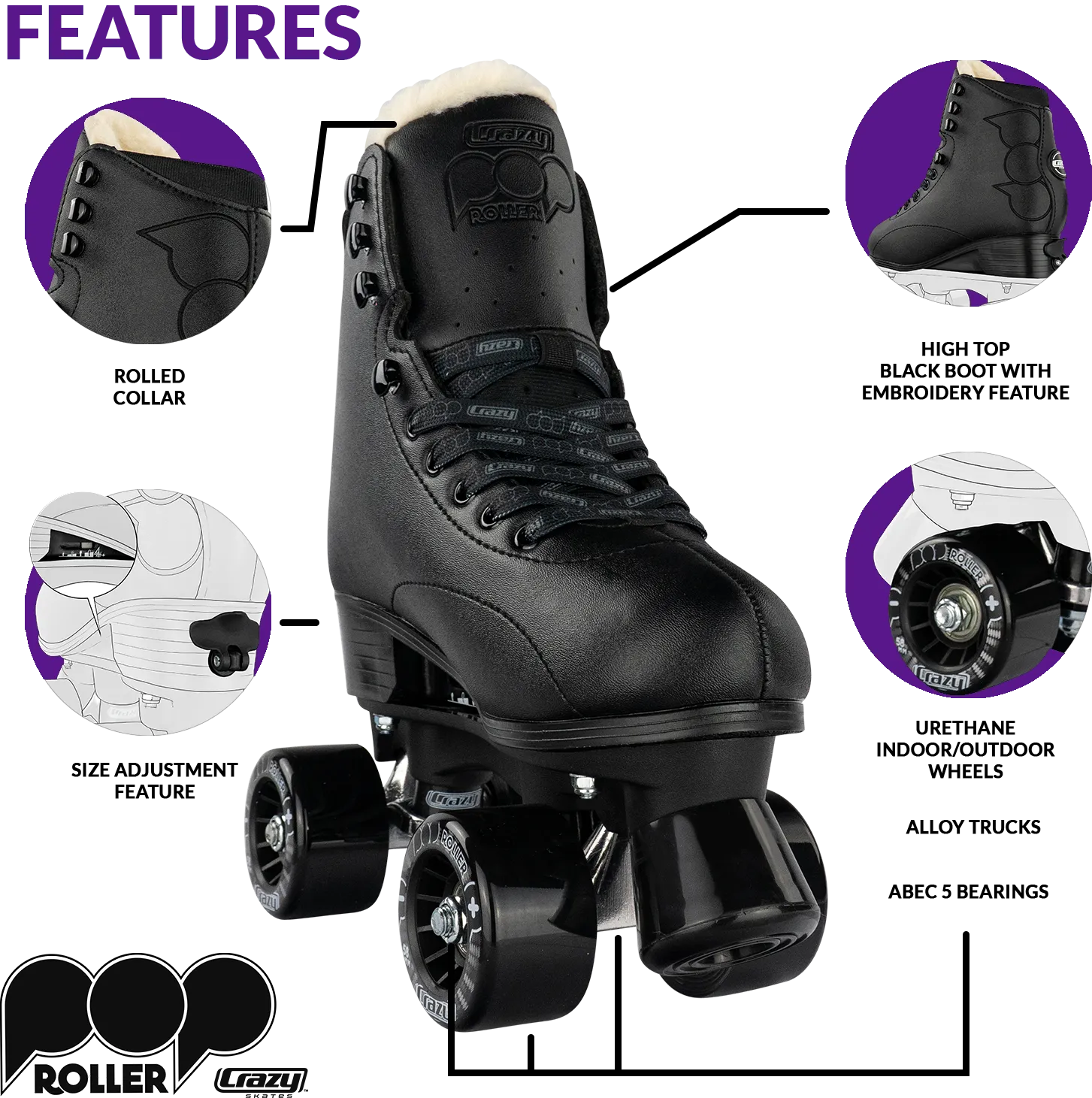 Warehouse Deal | POP - Size Adjustable Quad Roller Skates