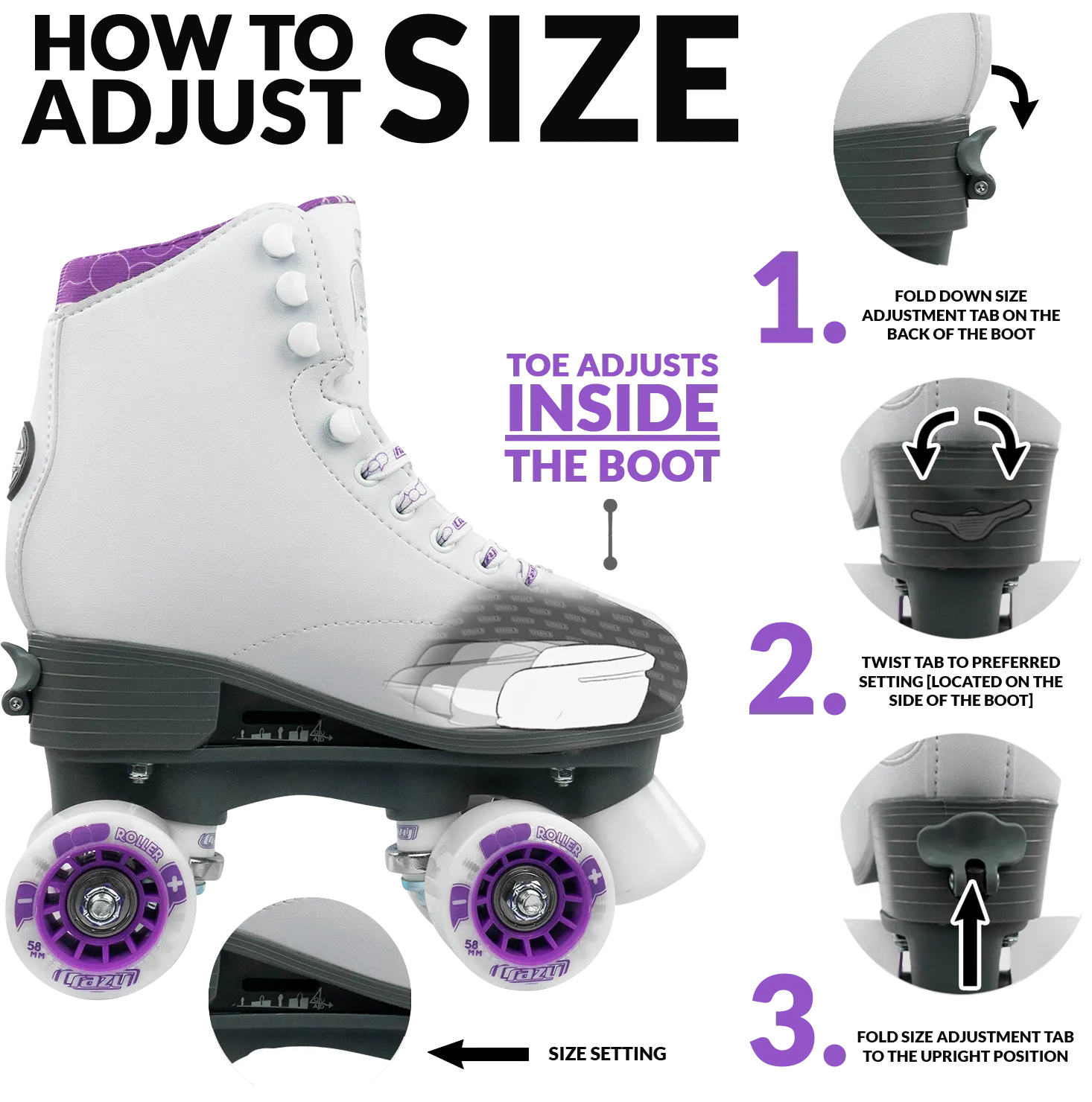 Warehouse Deal | POP - Size Adjustable Quad Roller Skates