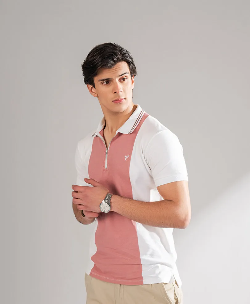 White & Ash Zip POLO